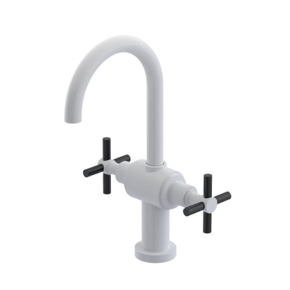 Rubinet Single Hole Dual Handle Lav. Set with LaSalle Spout (less drain) White