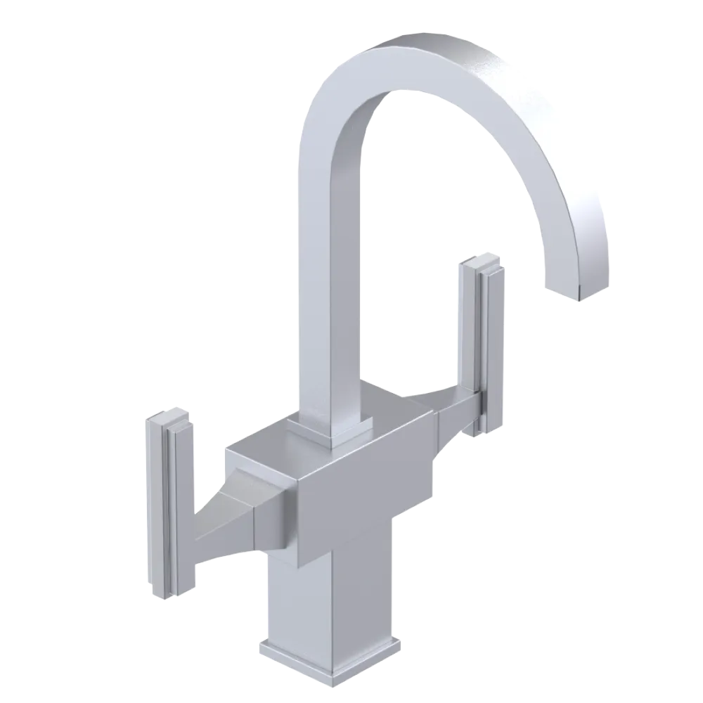 Rubinet Single Hole Dual Handle Lav. Set. (less drain) Satin Chrome