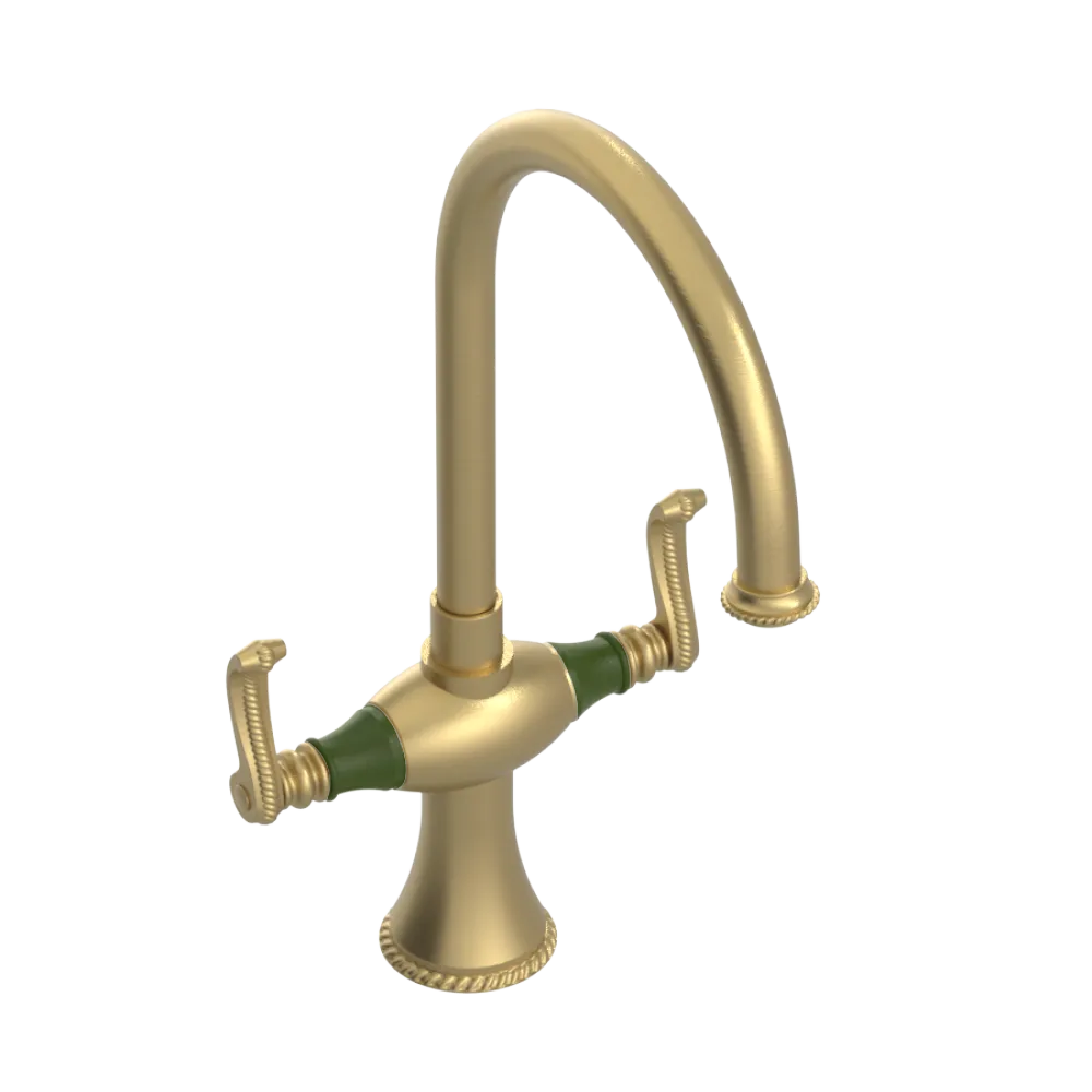 Rubinet Two Handle Single Hole Kitchen Set Satin Gold