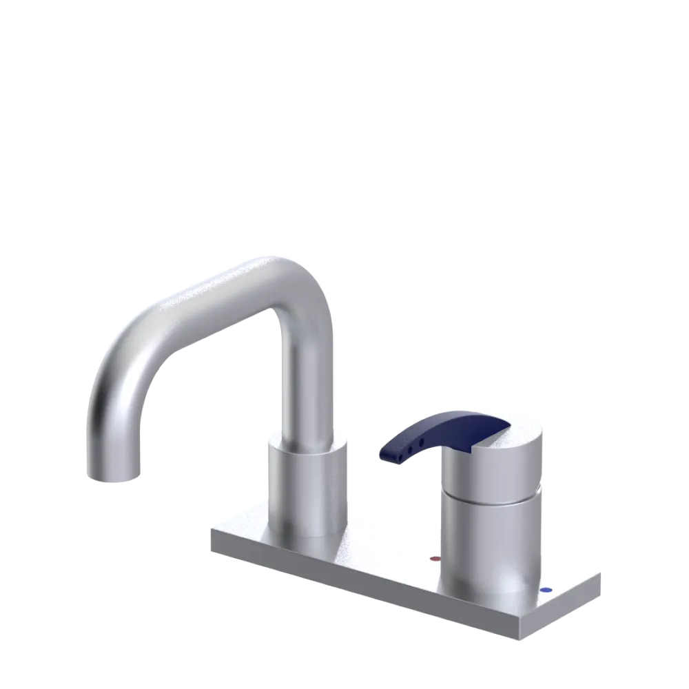 Rubinet 4" Centre Single Control Lav. Set. with Genesis spout (less drain) Satin Chrome