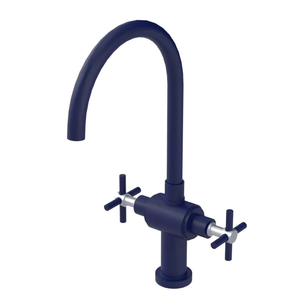 Rubinet Two Handle Single Hole Kitchen Set with LaSalle Spout Midnight Blue