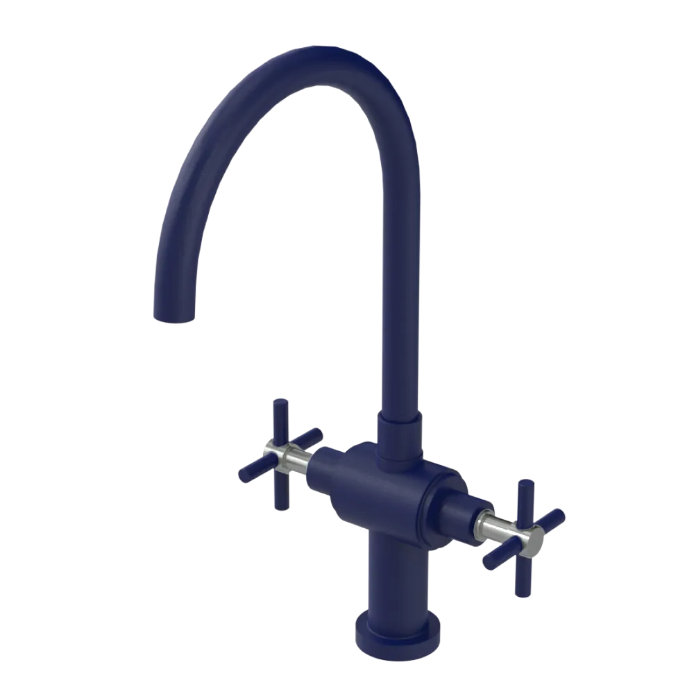Rubinet Two Handle Single Hole Kitchen Set with LaSalle Spout Midnight Blue