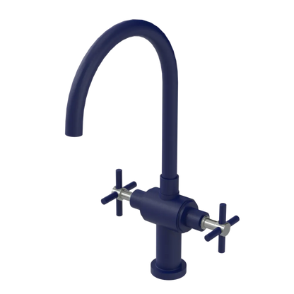 Rubinet Two Handle Single Hole Kitchen Set with LaSalle Spout Midnight Blue