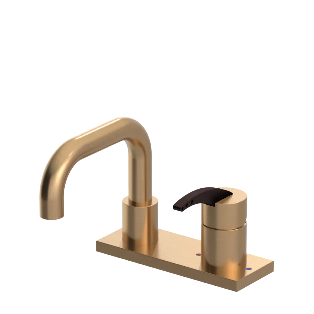 Rubinet 4" Centre Single Control Lav. Set. with Genesis spout (less drain) Satin Gold