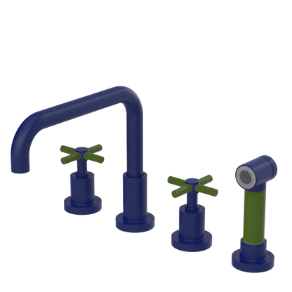 Rubinet Widespread Kitchen Set with Hand Spray Midnight Blue