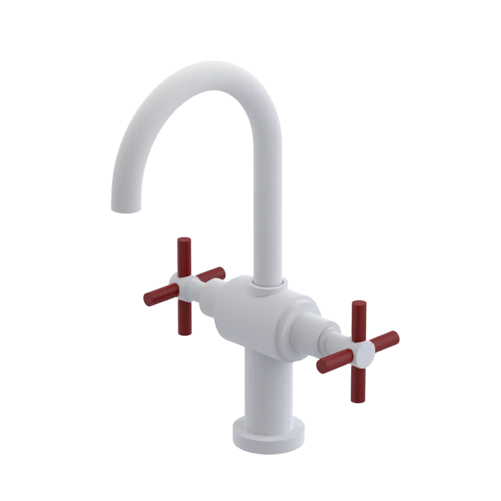 Rubinet Single Hole Dual Handle Lav. Set with LaSalle Spout (less drain) Matt White