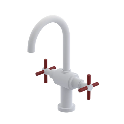 Rubinet Single Hole Dual Handle Lav. Set with LaSalle Spout (less drain) Matt White