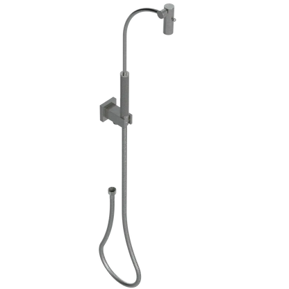 Rubinet Hand Held Shower Bidet with Extended Reach & Dual Function Spray Including Wall Bracket with Supply & Hose (Square) Satin Nickel