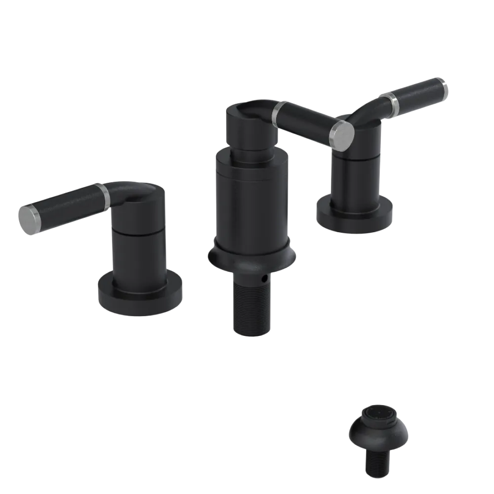 Rubinet Bidet Fitting with Spray, Diverter, and Vacuum Breaker (less drain) Matt Black