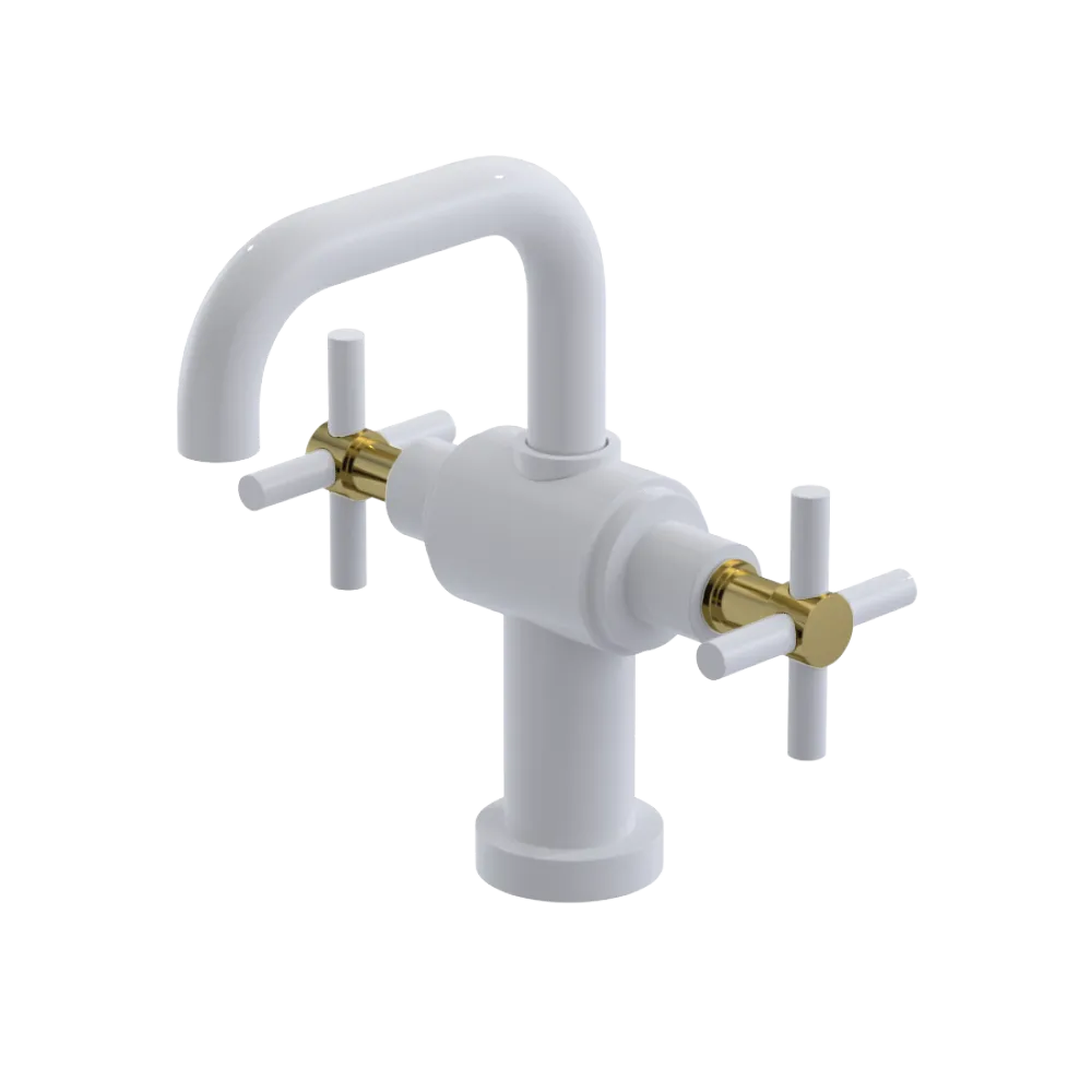 Rubinet Single Hole Dual Handle Lav. Set. (less drain) White