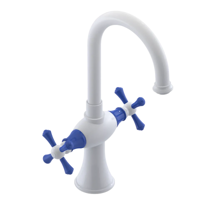 Rubinet Single Hole Dual Handle Lav. Set. (less drain) White