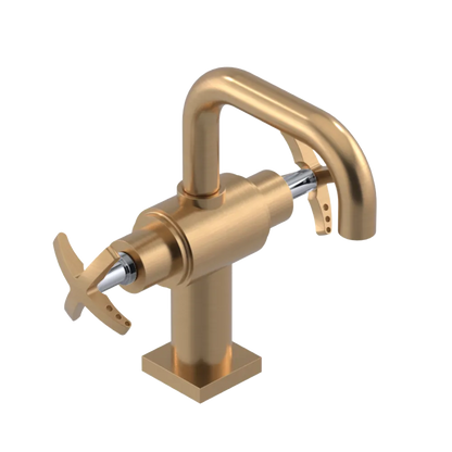 Rubinet Single Hole Dual Handle Lav. Set. with Genesis spout (less drain) Satin Gold