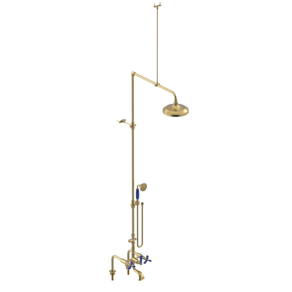 Rubinet Deck Mount Tub & Shower with Hand Held Shower Satin Gold