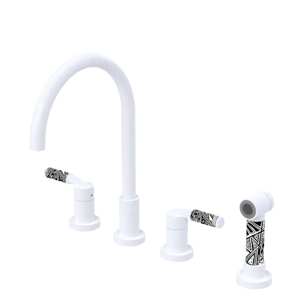 Rubinet Widespread Kitchen Set with Hand Spray White