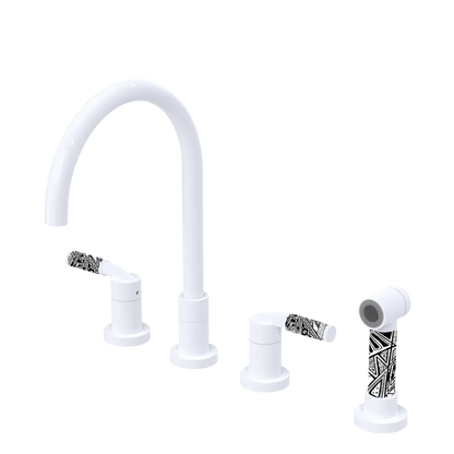 Rubinet Widespread Kitchen Set with Hand Spray White