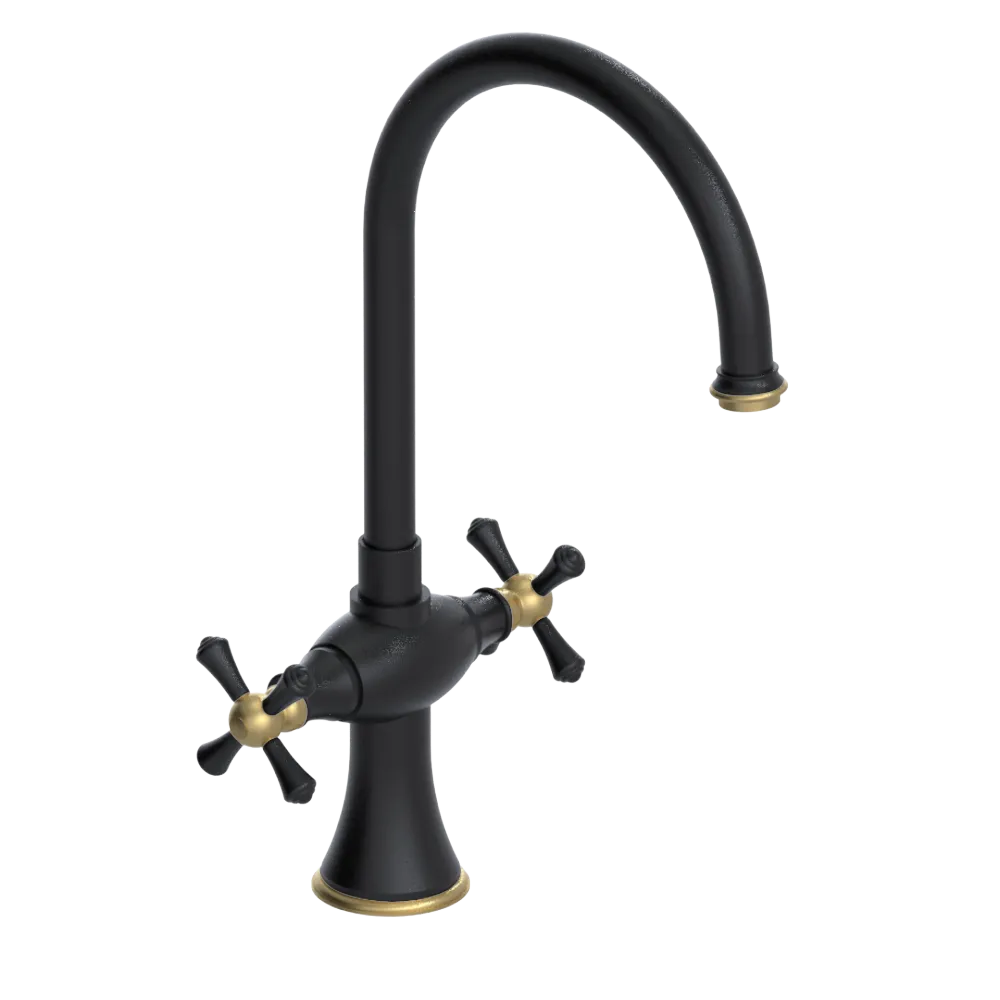 Rubinet Two Handle Single Hole Kitchen Set Matt Black