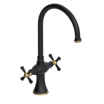 Rubinet Two Handle Single Hole Kitchen Set Matt Black