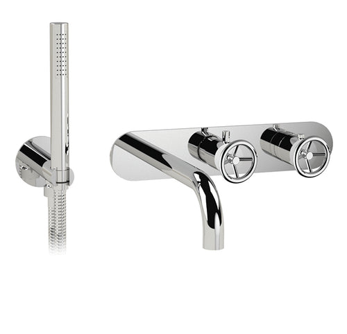 Cabano 3/4" thermostatic wall mount tub fller with hand shower - TRIM ONLY