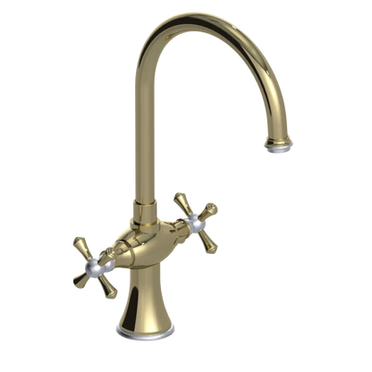 Rubinet Two Handle Single Hole Kitchen Set Natural Brass