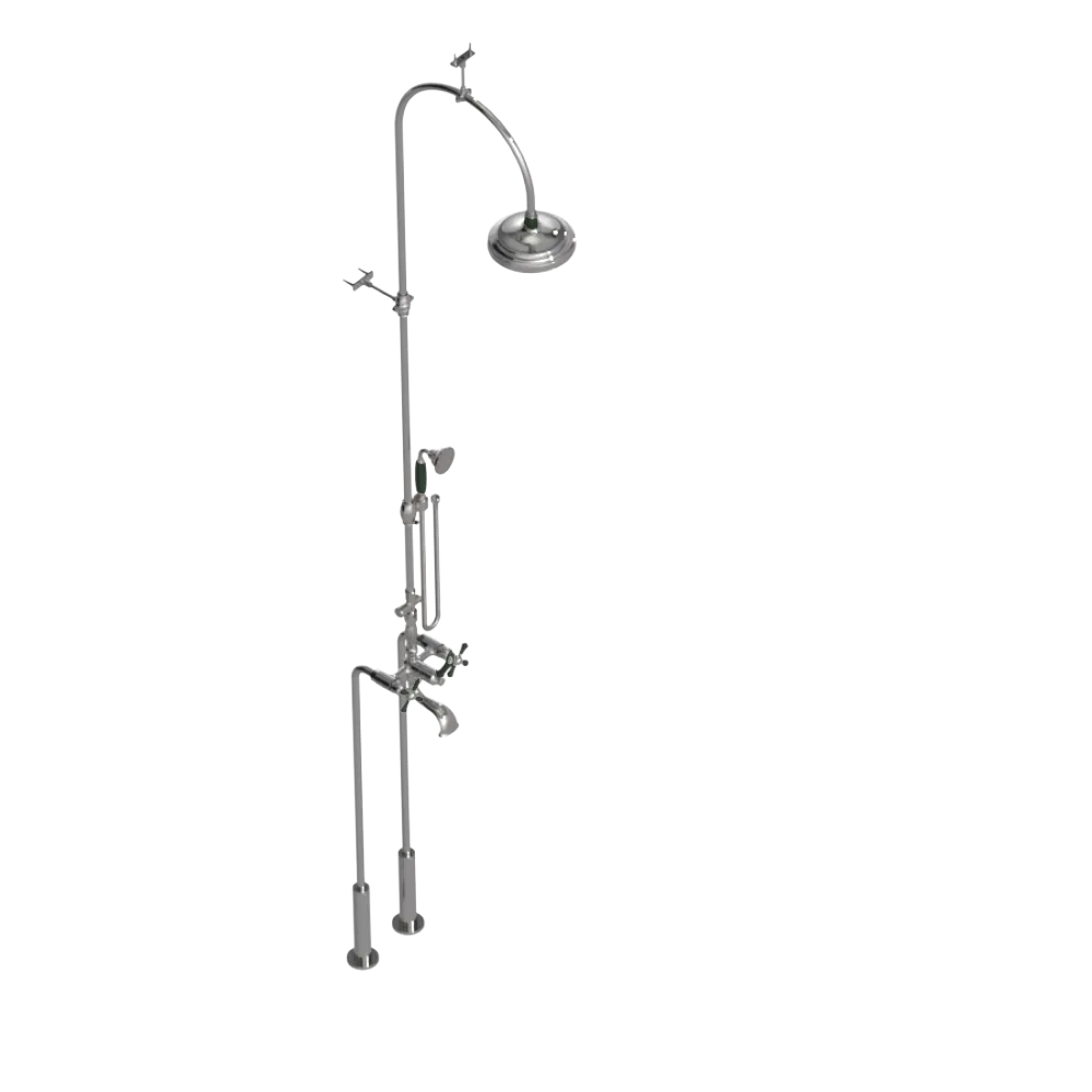 Rubinet Floor Mount Tub & Shower with hand held shower Polished Nickel