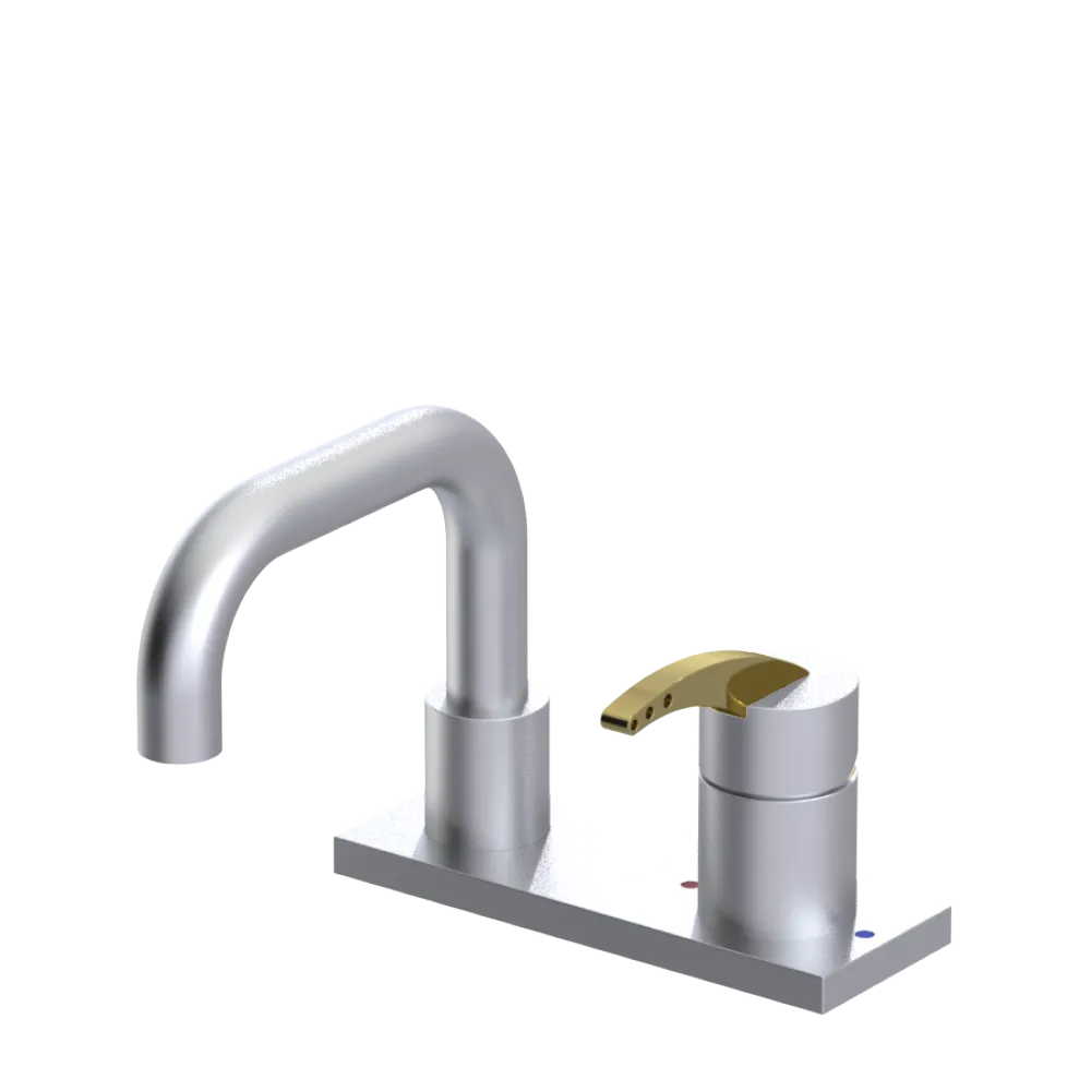 Rubinet 4" Centre Single Control Lav. Set. with Genesis spout (less drain) Satin Chrome