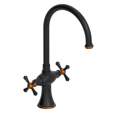 Rubinet Two Handle Single Hole Kitchen Set Matt Black