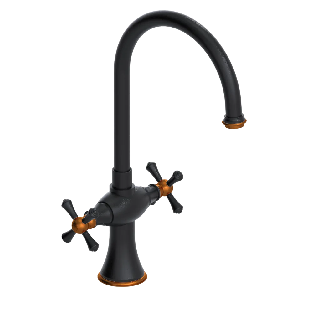 Rubinet Two Handle Single Hole Kitchen Set Matt Black