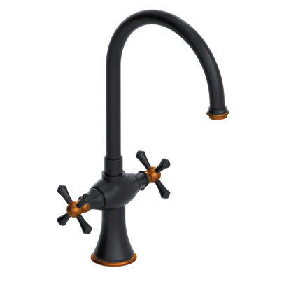 Rubinet Two Handle Single Hole Kitchen Set Matt Black