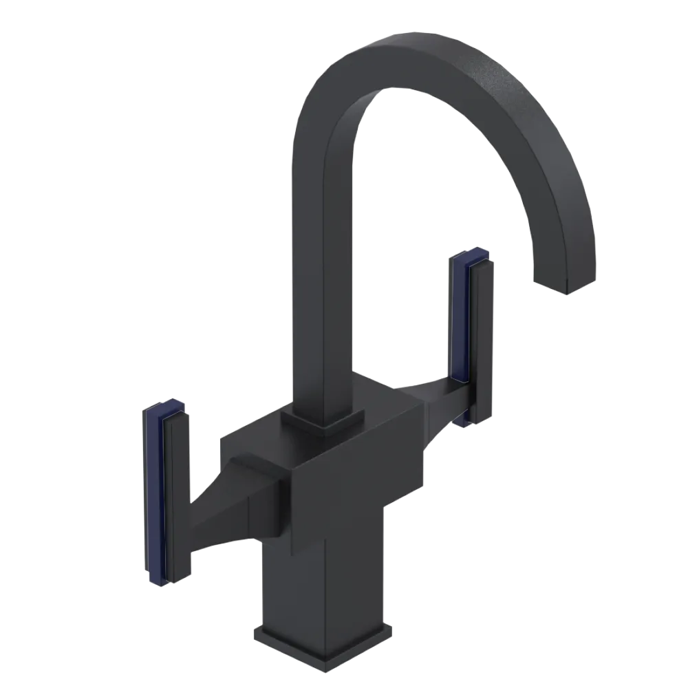 Rubinet Single Hole Dual Handle Lav. Set. (less drain) Matt Black