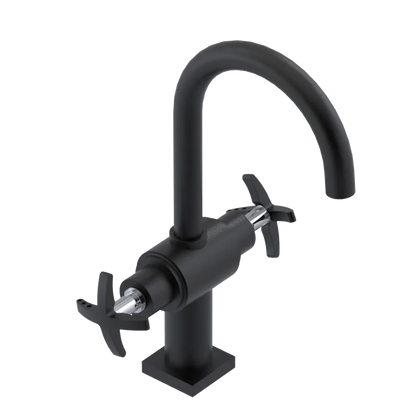 Rubinet Single Hole Dual Handle Lav. Set. (less drain) Matt Black