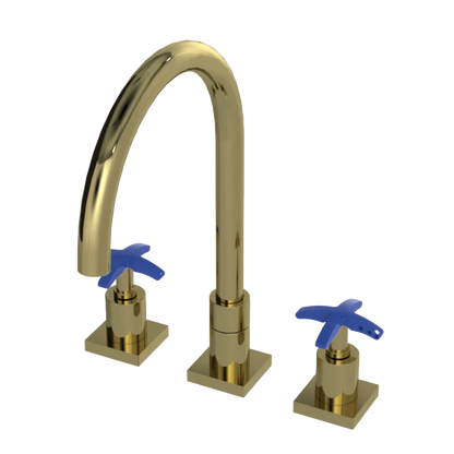 Rubinet Widespread Kitchen Set Natural Brass