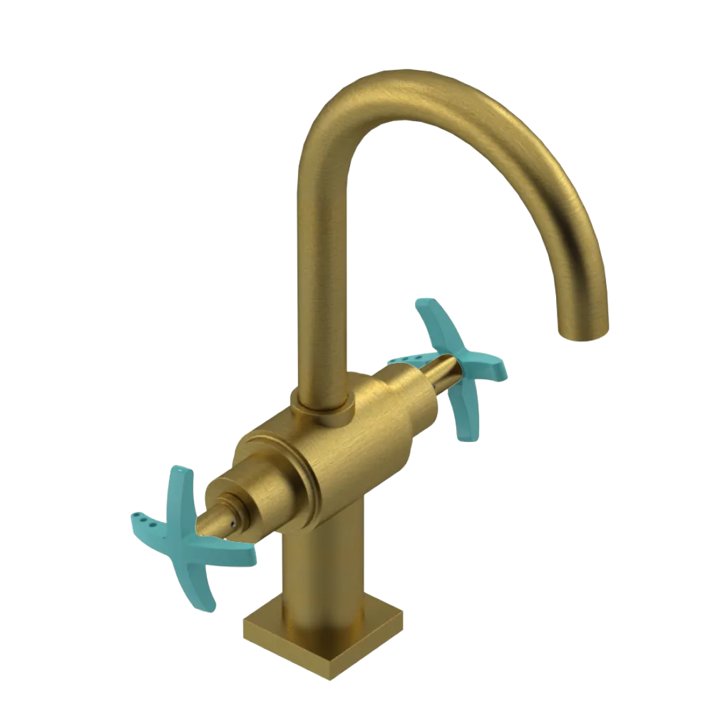 Rubinet Single Hole Dual Handle Lav. Set. (less drain) Antique Brass Matt