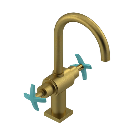 Rubinet Single Hole Dual Handle Lav. Set. (less drain) Antique Brass Matt