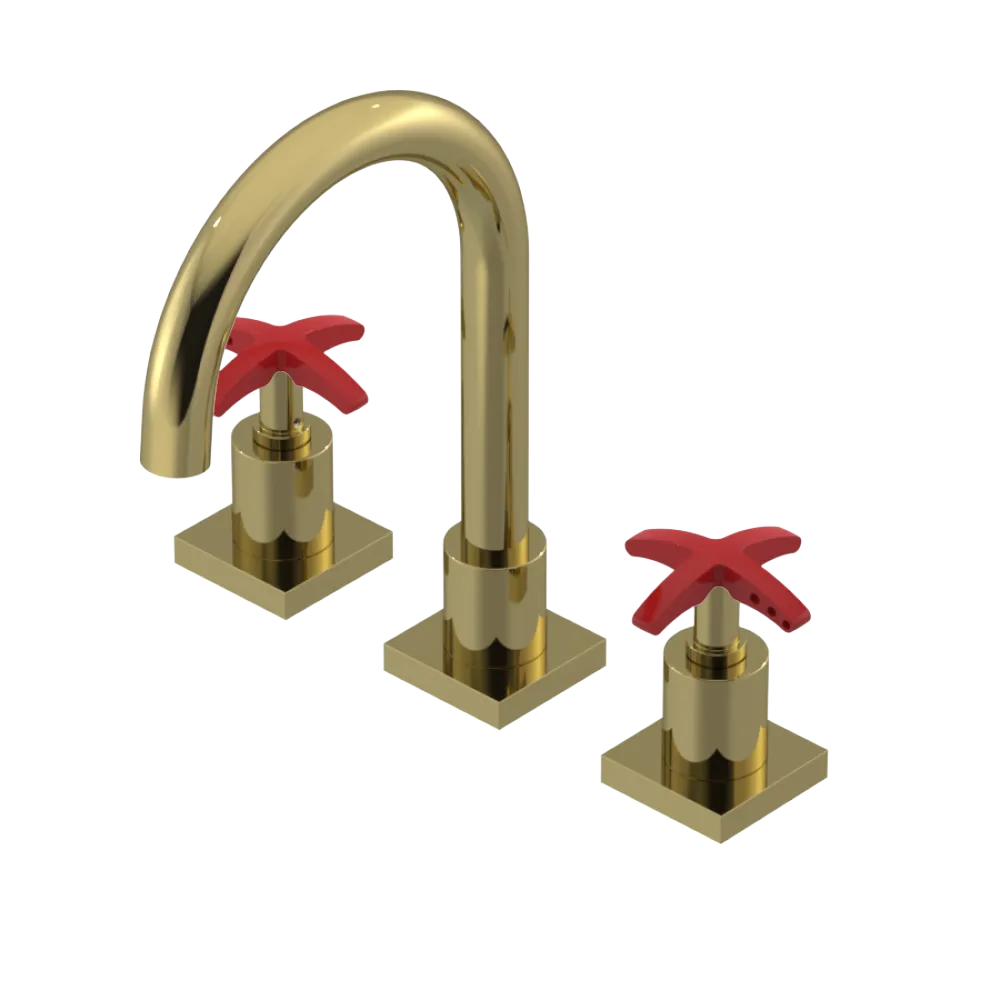 Rubinet Widespread Lav. Set. (less drain) Natural Brass