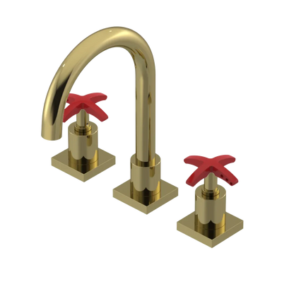 Rubinet Widespread Lav. Set. (less drain) Natural Brass