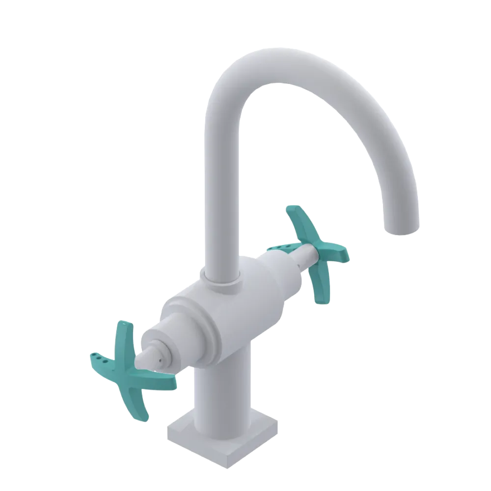 Rubinet Single Hole Dual Handle Lav. Set. (less drain) Matt White