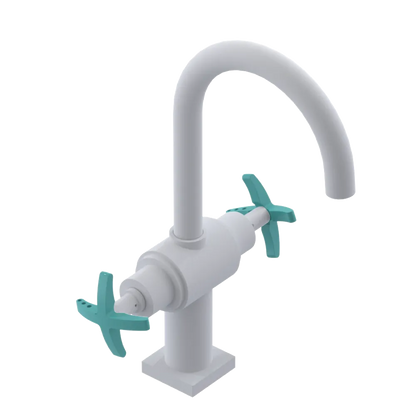 Rubinet Single Hole Dual Handle Lav. Set. (less drain) Matt White