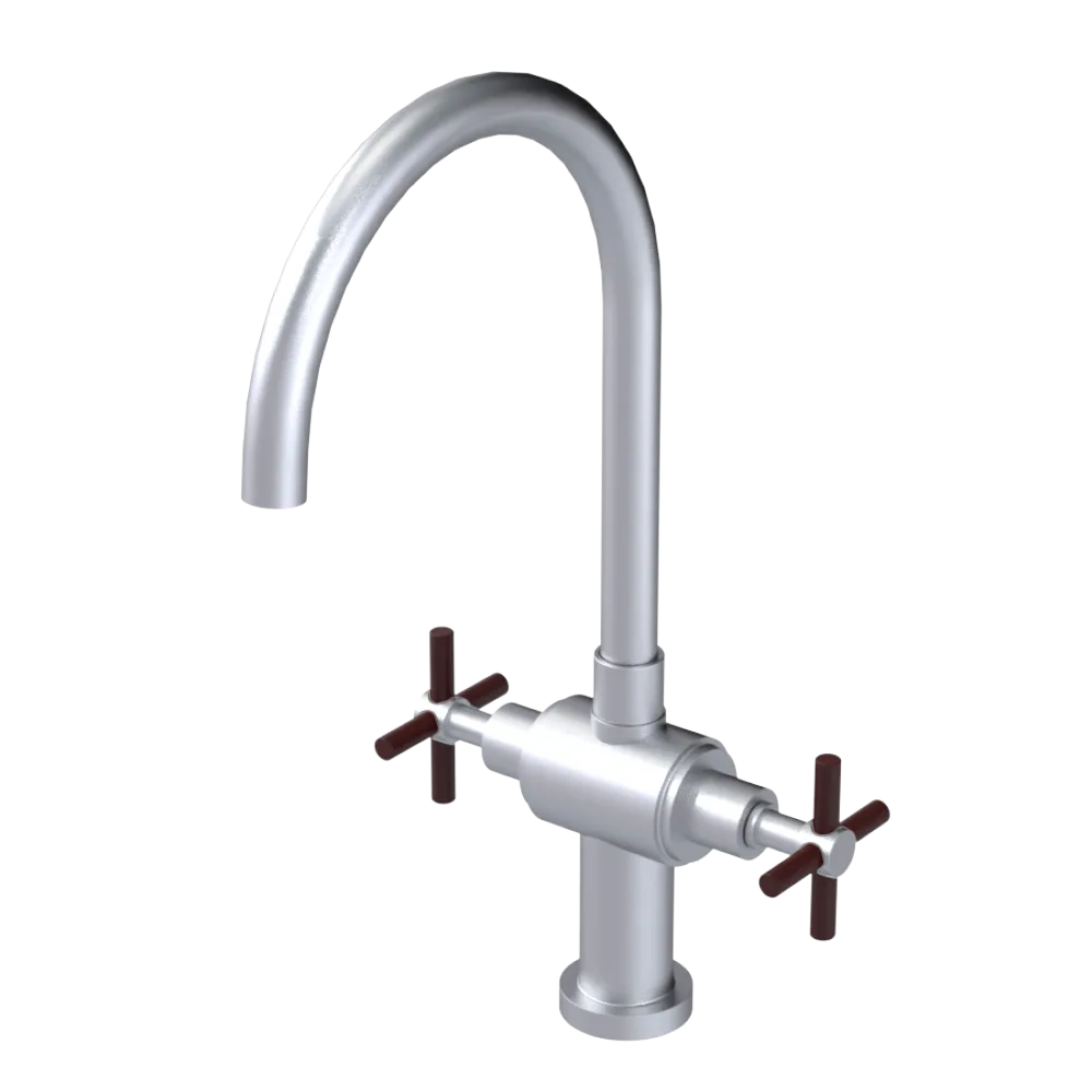 Rubinet Two Handle Single Hole Kitchen Set with LaSalle Spout Satin Chrome