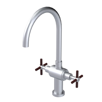 Rubinet Two Handle Single Hole Kitchen Set with LaSalle Spout Satin Chrome