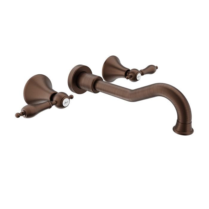 Baril Two handles wall-mounted lavatory faucet, drain not included