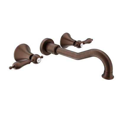 Baril Two handles wall-mounted lavatory faucet, drain not included