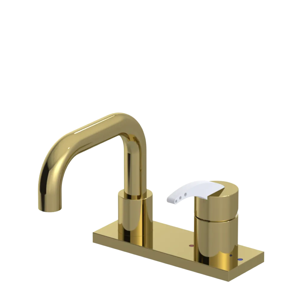 Rubinet 4" Centre Single Control Lav. Set. with Genesis spout (less drain) Natural Brass