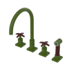 Rubinet Widespread Kitchen Set with Hand Spray Green Envy