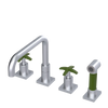 Rubinet Widespread Kitchen Set with Genesis Spout with Hand Spray Satin Chrome