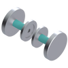 Rubinet Shower Door Knob (set) Satin Chrome