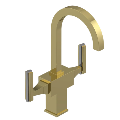Rubinet Single Hole Dual Handle Lav. Set. (less drain) Natural Brass