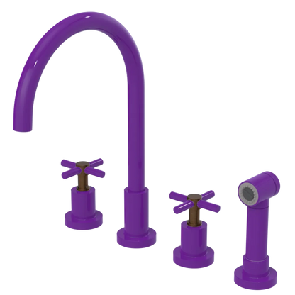 Rubinet Widespread Kitchen Set with LaSalle Spout with Hand Spray Purple Haze
