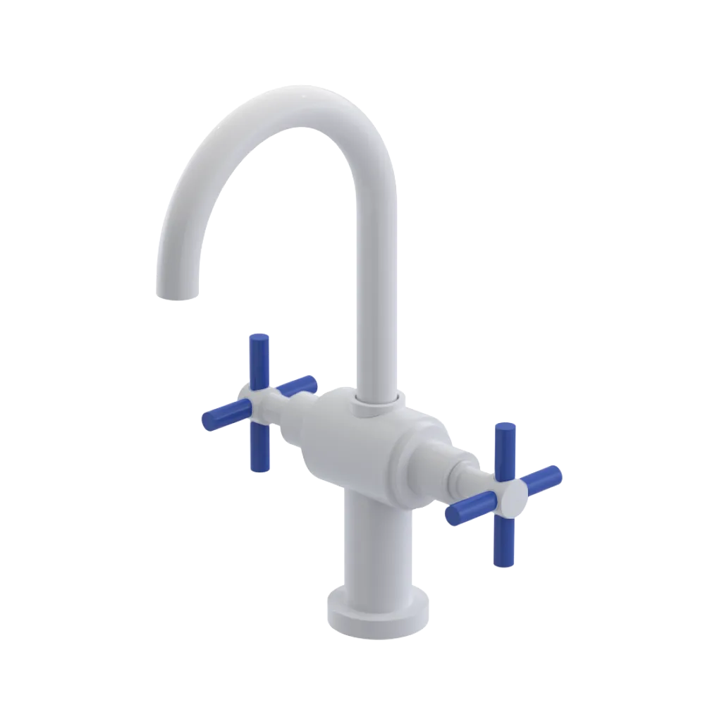 Rubinet Single Hole Dual Handle Lav. Set with LaSalle Spout (less drain) White