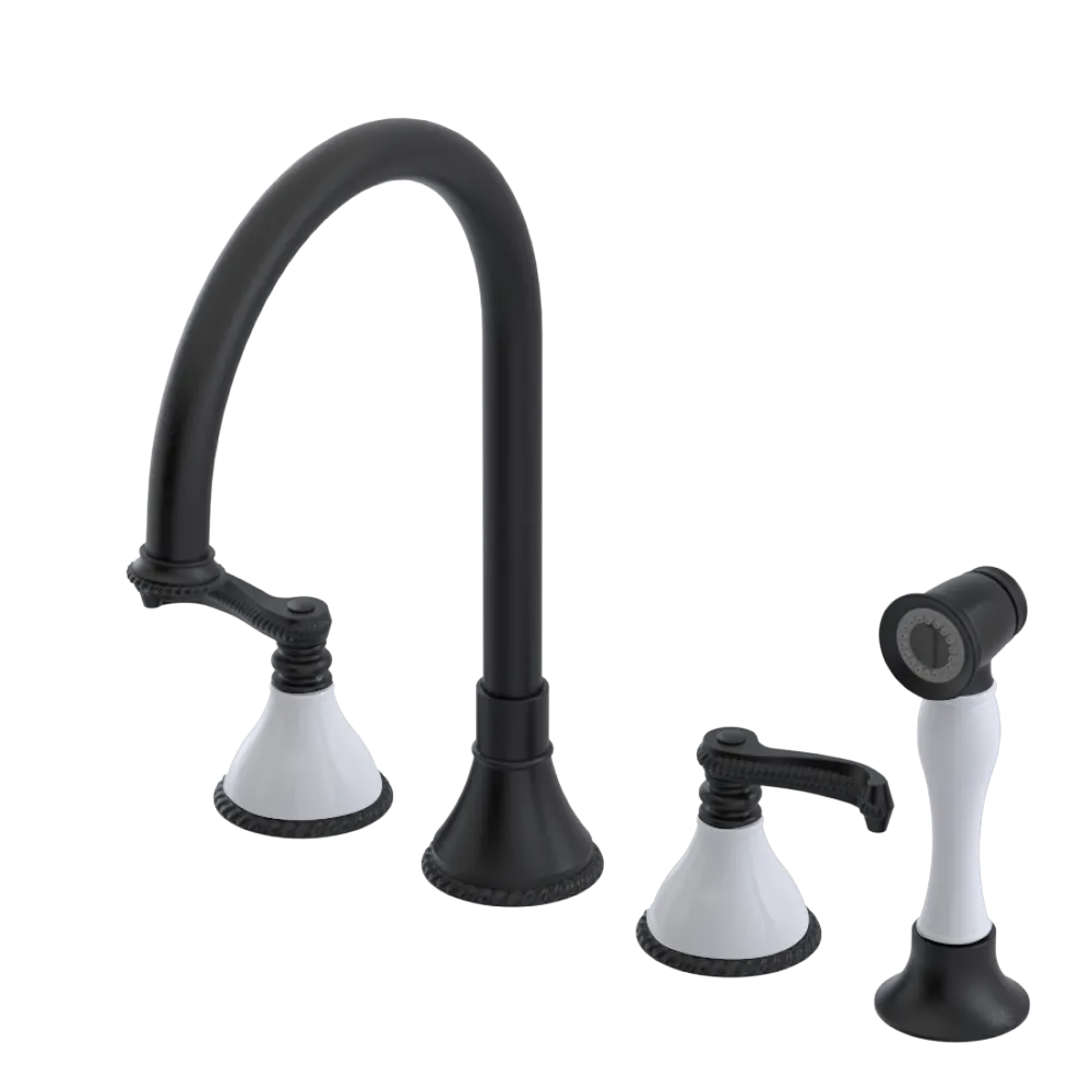 Rubinet Widespread Kitchen Set with Hand Spray Matt Black