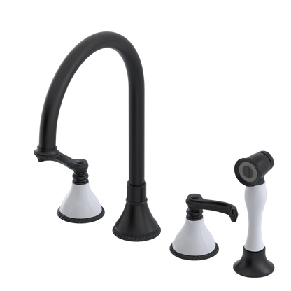 Rubinet Widespread Kitchen Set with Hand Spray Matt Black